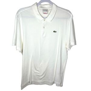 EUC Lacoste Alligator Polo Shirt White Short Sleeve Pique Cotton, Size 8